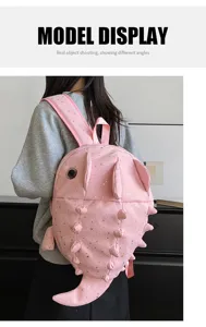 Rosa Stern Cartoon Haifisch Rucksack süßer Trend Student Schultasche große Kapazität Reisetasche