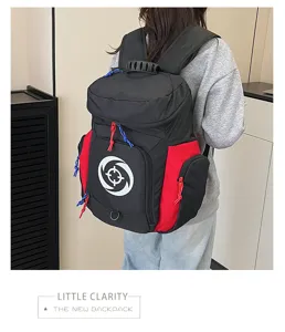 Grand sac à dos de sport multifonctionnel de grande capacité avec design contrasté et fermeture éclair.