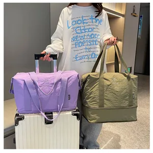 Grosse Kapazitat Reisegepacktasche leichte wasserdichte Fitness Reisetasche mit Trolleygurt