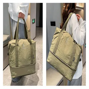 Leichte, große Reisetasche, erweiterbare Sporttasche mit Schultergurt für Damen