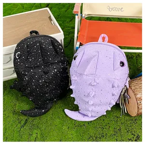 Süßer Cartoon Hai Rucksack mit Sternenmuster, große Kapazität modische Freizeit Schultasche.