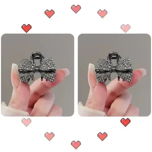 Pince à cheveux nœud strass étincelant détail, élégant mini accessoire de coiffure.
