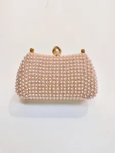 Bolso de noche de perlas hecho a mano para mujer, elegante bolso de mano para fiestas.