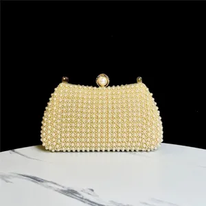 Elegante bolso de noche de perlas hechas a mano para mujer fiesta de bodas bolso.