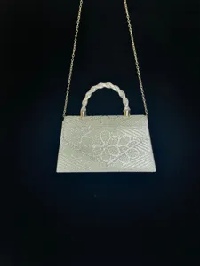 Elegant rhinestone pearl evening bag with gold chain strap for women luxury party handbag