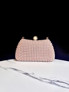 Elegante bolso de noche tipo sobre de perlas hecho a mano para mujeres bodas fiestas.