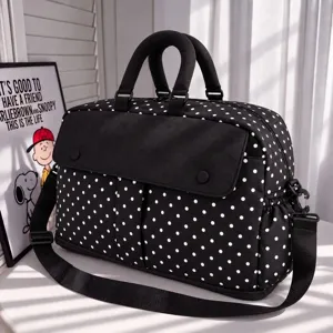 Large capacity polka dot travel duffel bag lightweight casual weekender bag for gym trip