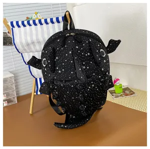 Schwarzer Sternen Druck Haifisch Rucksack Schule, lustiger grosser Freizeit Studenten.