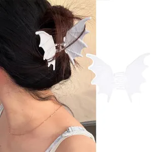 Pince a cheveux aile de chauve-souris blanche, accessoire de coiffure gothique punk fete.
