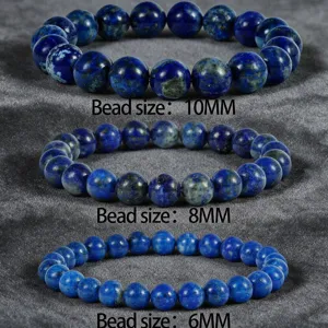 Natuurlijke Lapis Lazuli edelsteen kralen armband set, stapelbare mode design sieraden accessoire.