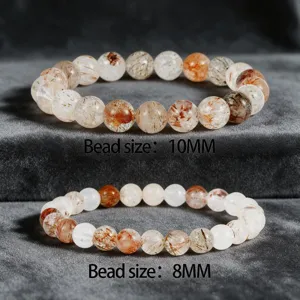 Natuurlijke kristallen edelsteen kralen armband set, 10mm en 8mm ronde kralen elastische sieraden