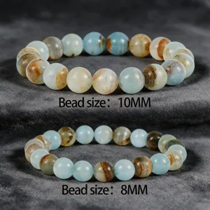 Natuurlijke edelsteen kralen armband set 8mm 10mm elastisch stapelbaar detail