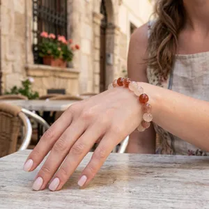 Natuurlijke edelsteen kralen armband, kleurrijke elastische mode sieraden voor dames.