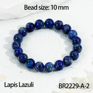 Lapis lazuli kraal armband met 10mm natuurstenen kralen, elastisch ontwerp voor dagelijks.