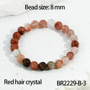 Natuurlijke 8mm rutielkwarts kristal kraal stretch armband voor dames mode sieraden.
