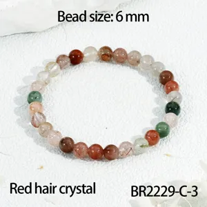Kleurrijke natuurlijke kristalen kralen armband 6mm edelsteen elastische sieraden