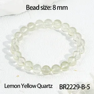 Kralenarmband van gele kwarts 8mm elastische edelsteen sieraden voor dames dagelijks