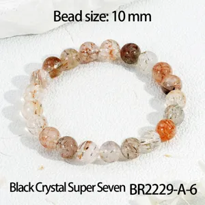 Natuurlijke super seven zwarte kristal kralen armband, modieus sieraad van 10mm.