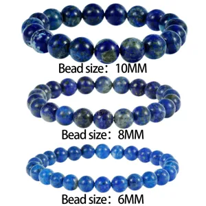 Natuurlijke lapis lazuli kralen stretch armbanden set met 10mm 8mm en 6mm kralenmaten.