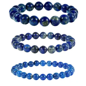 Natuurlijke lapis lazuli kraal armband stapelbare elastische mode edelsteen sieraden dames