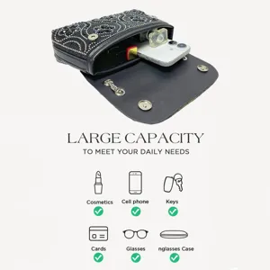 Rhinestone evening bag chain clutch stylish underarm shoulder bag showing large capacity.
