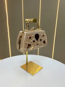 Sac à main de soirée doré en strass avec cristaux ambrés pour femmes sac élégant