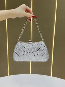 Rhinestone evening clutch bag for women, sparkling crystal chain shoulder bag for party wedding.