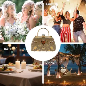 Sac de soirée doré en strass pochette de luxe pour femmes mariage fête élégant sac à main.