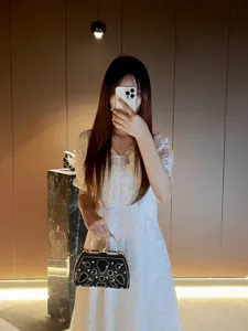 Élégant sac de soirée en strass, sac bandoulière à poignée métallique vue de détail