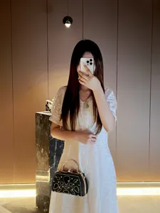 Vue détaillée de l'élégant sac de soirée en strass avec poignée métallique et chaîne fine.