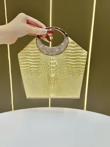 Borsa da Sera da Donna Strass Motivo Coccodrillo Pelle PU Borsa a Mano Lusso Catena Pocetta per Festa Matrimonio