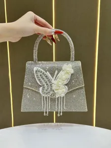 Damen Strass Schmetterling Quaste Abendtasche Luxus Diamant Kette Schulter Handtasche Elegante Bankett Party Clutch