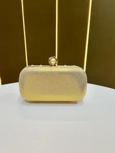 Elegant gold evening clutch bag with pearl clasp luxury style handbag for women banquets wedding
