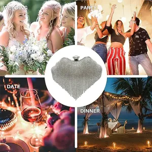 Silver rhinestone fringe evening clutch bag, elegant crystal crossbody purse for wedding party.