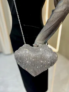 Rhinestone lip shaped evening bag exquisite clutch purse for party dress accessory