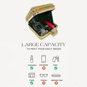 Luxury rhinestone evening clutch bag for women, sparkly gold party purse with large capacity.