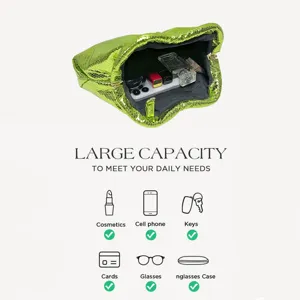 Sac de soirée métallique brillant avec grande capacité pour téléphone et cosmétiques.