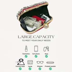 Rhinestone evening clutch bag with large capacity, perfect for banquets, parties and daily use.
