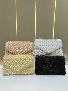 Luxury elegant pearl rhinestone crystal evening clutch bag chain shoulder bag purse
