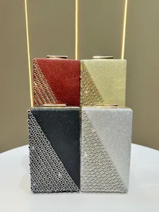 Luxury rhinestone glitter evening clutch bag, elegant women crossbody and shoulder bag.