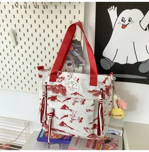 Sac cabas en toile élégant et grande capacité pour femme, sac bandoulière imprimé quotidien.