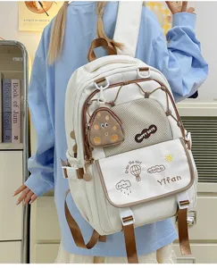 Sac a dos d'ecole mignon de grande capacite avec poches multiples pour filles ado.