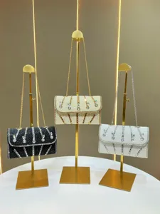 Elegant women's rhinestone pearl shoulder bag luxury evening clutch crossbody handbag set