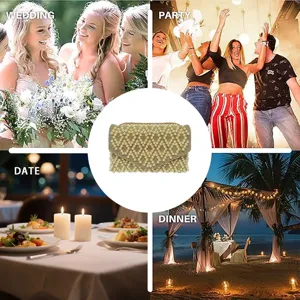 Exquisite pearl rhinestone evening clutch bag lifestyle scene detail view for party wedding.