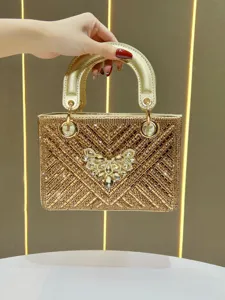 Sac a main de soiree dore en strass, sac a main de luxe en cristal pour femme fete et mariage.