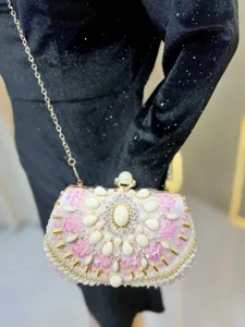 Wunderbare Perlen Pailletten Abendtasche mit Kette für Partykleider und elegante Anlässe.