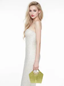 Elegante borsa da sera in strass con stampa coccodrillo e manico ad anello per banchetti.