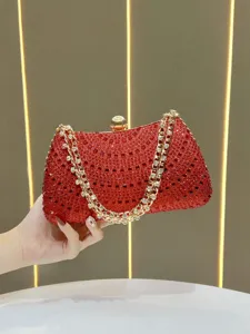 Luxury Rhinestone Evening Bag Women Fashion Chain Shoulder Crossbody Bag Sparkling Wedding Party Handbag