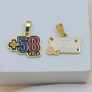 Gold plated metal enamel necklace pendant set with creative numbers fashion jewelry accessories