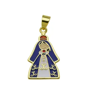 Gold plated enamel religious pendant necklace accessory fashion jewelry gift for women men
